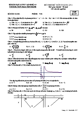 Đề thi thử môn Toán lần 1 - Mã đề thi 357